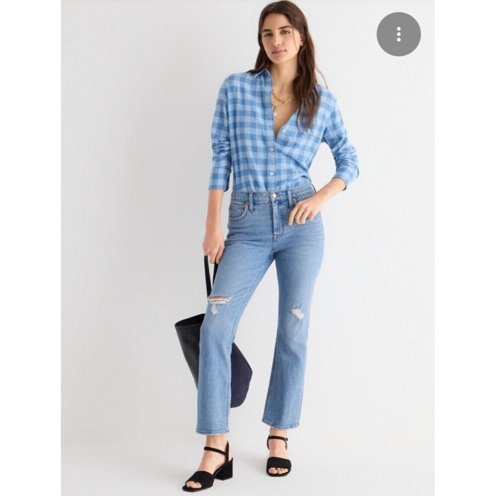 Jcrew Demi Boot Crop Distressed Jeans Light Blue Wash Size 28